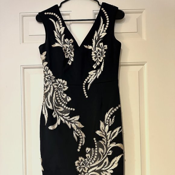 Phase Eight Size 6 Fitted Black Floral Dress - Picture 4 of 9